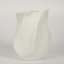 Evdema Beyaz Deri Baskılı Vazo 9*11*20 cm