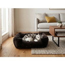 Vaelmont Siyah Dikdörtgen Peluş Kedi ve Küçük Irk Köpek Yatağı 60X40CM Kedi ve Köpek Yatağı