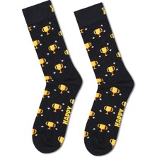 Happy Socks Erkek Siyah Kupa Desenli Pamuklu Çorap P003163