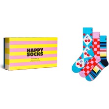 Happy Socks Kadın Çok Renkli Desenli Pamuklu 3’lü Çorap Seti P002655