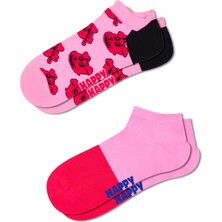 Happy Socks Kadın Pembe Desenli Pamuklu 2'li Çorap Seti P004567