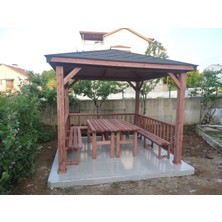 Şen Mobilya Bahçe Kamelyası Teras Için Estetik Tasarım Yaprak Şıngıl Çatılı Emprenyeli Çam Ağacından 9 M² 300X300 cm