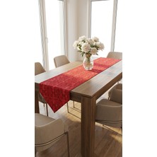 Kesene Göre %100 Pamuk Simli Kırmızı Desenli Üçgen Runner 40X130