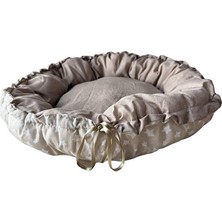 UltraNova Vaelmont Yıldız Desenli Bej Kedi ve Küçük Irk Köpek Yatağı, 50 Cm, Yumuşak ve Konfor