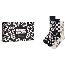 Happy Socks Erkek Siyah Desenli 3’lü Pamuklu Çorap Seti P002654