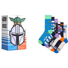 Happy Socks Erkek Çok Renkli Star Wars Mandalorian Temalı 6'lı Çorap Seti P006542