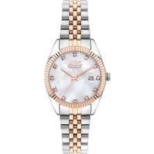 Slazenger Kadın Kol Saati Rose Gold Gümüş Renk Paslanmaz Çelik Metal Kordon Beyaz Kadran Quartz Mekanizma Mineral Cam 3 Atm Su Geçirmez