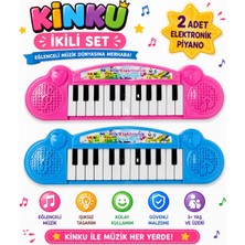 Kinku Can Ali Toys Poşetli Pilli 22 Tuşlu Oyuncak Basit Piyano Oyuncak Org Ikili Set
