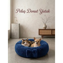 Vaelmont Rahat ve Sıcak Pelüş Simit Yatak, Küçük Irk Dostlar Için Mavi Kedi ve Köpek Yatağı