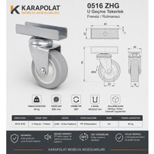 Karapolat 18 mm U Geçme  Frensiz Mobilya Tekeri Sehpa Masa Ofis Dolabı Tekeri