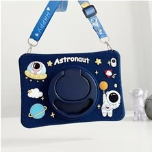 Gndz Home Covpor Standlı Askılı Karakterli Astronot Çocuk Kılıfı, Apple iPad 9. 8. 7. Nesil 10.2 Inç ile Uyumlu - Lacivert
