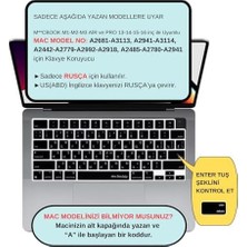 Gndz Home MacBook Rusça Klavye Koruyucu Us Amerikan Enter M1-M5 | A2681 A3113 A3240 A3449 A2941 A3241 A2442 A2779 A2992 A2485 A2991 | Russian Keyboard Cover Touch Id Siyah