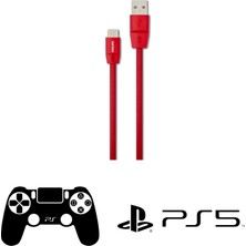 Philips Playstation 5 Uyumlu Joystick Şarj Kablosu 5A 100W UsbA to Type-C 1.8 M Hızlı Şarj Data Kablosu Kırmızı DLC2529C