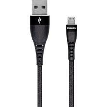 Philips Apple MFI Lisanslı UsbA to Lightning 1.2Metre Hızlı Data ve Şarj Kablosu Siyah DLC5204V/00