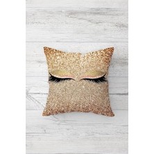 Gndz Home Uzun Kirpikli ve Altın Payetli Gizli Fermuarlı Kırlent Kılıfı Koltuk Yastık Kılıfı TAKIM(4ADET), Gold 45 x 45