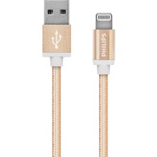 Philips Apple MFI Lisanslı UsbA to Lightning 1.2Metre Hızlı Data ve Şarj Kablosu Goldrose DLC2508G/97
