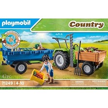 Gndz Home Playmobil Country 71249 Römorklu Traktör, Taşıma Kutuları Dahil, Organik Çiftlik Için Yeşil Traktör, 4 Yaşından Büyük Çocuklar Için Sürdürülebilir Oyuncak