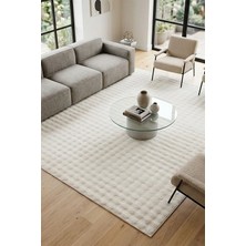 Giza Home Krem Yumuşak Bubble Kaymaz Özel Taban Peluş Halı Yolluk Yıkanabilir 102