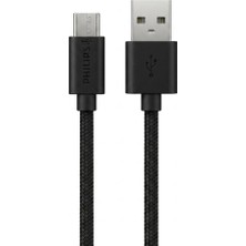 Philips UsbA to Micro 3A 45W Universal Hızlı Şarj ve Data Kablosu 2m Siyah DLC3106U