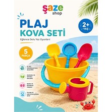 Vaelmont 5 Parça Plaj Kova Seti - Kova, Suluk, Kürek ve Elekli Kum Oyuncaklar Plaj Oyuncakları