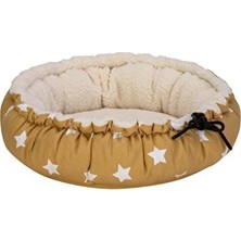 Vaelmont Çift Taraflı Sarı ve Peluş Kedi ve Köpek Yatağı 60CM