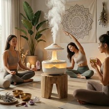 Gndz Home Tasarımlı Hava Nemlendirici ve Aroma Difüzör, Atmosfer Aydınlatmalı, Zamanlayıcılı, 145X189MM