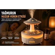 Gndz Home Yağmur Efektli Hava Nemlendirici – Ultrasonik Buhar, Sessiz Çalışma, 7 Renk LED Işık, Zaman Ayarlı (2h/4h/8h), Otomatik Kapanma, Aromaterapi Uyumlu