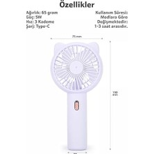 Gndz Home 3 Modlu Şarjlı El Fanı 3 Kademe Seyahat Masaüstü Vantilatör Taşınabilir Mini Fan F136 (Mor)