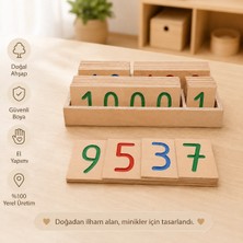Montessori Gemisi Montessori Büyük Boy Ahşap Sayı Kartları | Basamak Kartları | Birler Onlar Yüzler Binler Kutulu Matematik Eğitim Materyali | Büyük Boy