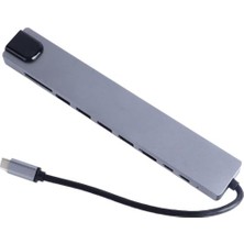 Gndz Home Type C Hub, 10 In 1 4 Adet 3.0 USB Çoklayıcı,4k HDMI Bağlantısı,sd Tf Kart OKUYUCU,RJ45 Ethernet,2 Adet USB C Pc Bağlantı Girişli Adaptörü Macbook ile Uyumlu ZR795