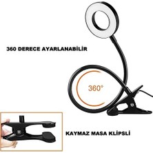 Gndz Home Akrobat Masa Lambası USB Girişli Göz Koruyucu Klipsli Masaya Sabitlenen Ayarlanabilir Işık Seviyesi Çok Fonksiyonlu LED Masa Lambası Sarı Beyaz Gün Işığı 3 Modlu Masa Lambası Çalışma Lambası
