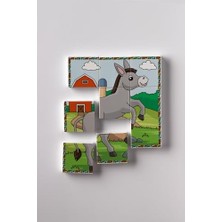 Gndz Home Manyetik Blok Çift Taraflı 9 Parçalı Mıknatıslı Puzzle 2 Görsel Köpek-Eşek