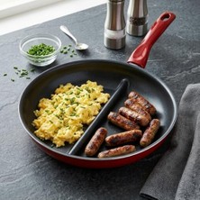 Gndz Home Redio Cingöz Tava - Yanmaz Yapışmaz Kırmızı Pankek, Krep ve Yumurta Tavası (30 Cm)