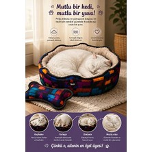 Vaelmont Kemik Desenli Peluş Yastıklı Kedi ve Küçük Irk Köpek Yatağı 50CM Kedi ve Köpek Yatağı