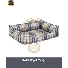 Vaelmont Şık Kareli Evcil Hayvan Yatağı - Rahat ve Modern Tasarım Kedi ve Köpek Yatağı