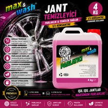 Max&wash 4 kg Jant Temizleyici | 1/3 Konsantre Güçlü Kir ve Fren Balata Tozu Temizleyici | Profesyonel Oto Kuaför Ürünü