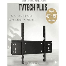 TVTECHPLUS Tv Duvar Askı Aparatı I 40"- 49" inç/102CM-124CM I Max 50KG/110LBS I Depreme Karşı-Çocuk Kilitli I Kavisli/Curved I Tüm Markalarla Evrensel Uyumlu I Mini Terazi