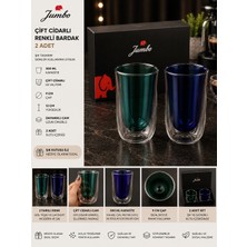 Jumbo 2’li Çift Cidarlı Renkli Bardak Seti – 300 ml Modern ve Şık Tasarım