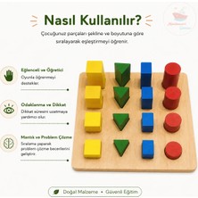 Montessori Gemisi Montessori Toddler Üç Boyutlu Sıralama | Ahşap Geometrik Sıralama | Boyut Sıralama Eğitici Oyuncak