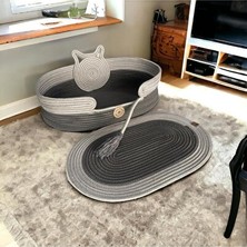 UltraNova Vaelmont Modern Hasır Kedi ve Köpek Yatağı, Dekoratif ve Dayanıklı