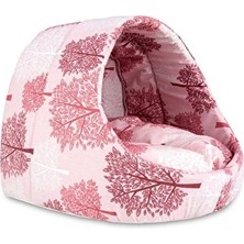 Vaelmont Pembe Ağaç Desenli Kedi Mağara Yuvası - 40X40CM Yıkanabilir ve Rahat Kedi ve Köpek Yatağı