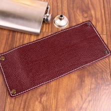 Gndz Home Perlotus 8 Oz 235 cc Hunili Kızıl Kahverengi Hakiki Deri Kılıflı Çelik Viski Içki Matarası Babalar Günü Hediyesi
