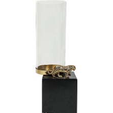 Evdema Vitale Cam Metal Leopar Mumluk 10.5*33.5 cm
