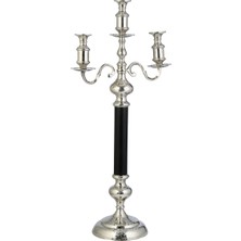 Evdema Gümüş 3 Lü Siyah Çubuk Şamdan 44*99 cm