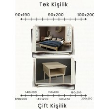 Renazzo Mobilya Damla 2'li Başlıklı Doğal Masif Ahşap Karyola ve 2 Adet Komodin Seti
