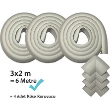 Vaelmont Güçlü Köşe ve Kenar Koruyucu - 6 Metre Gri Kauçuk Masa ve Mobilya Güvenliği