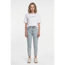 Lee Cooper New Kadın Oversize Baskılı Bisiklet Yaka T-Shirt Beyaz