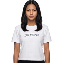 Lee Cooper Nına Kadın Oversize Baskılı Bisiklet Yaka T-Shirt Beyaz