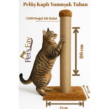 Vaelmont Renkli Peluş Tırmalama Tahtası, Doğal Jüt Halatlı, 80 cm Kedi Tırmalaması