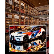 Oyuncak Sahili Bmw M4 Gt3 Yarış Araba 21CM Model Büyükboy Metal 1:24 Ölçek Kaporta Modifiyeli Yazılar Yazılı Kutulu Alt Standlı
